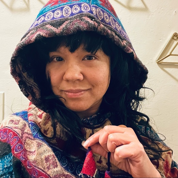 Oversized Hooded Poncho - Multicolor - One Size - Picture 3 of 6